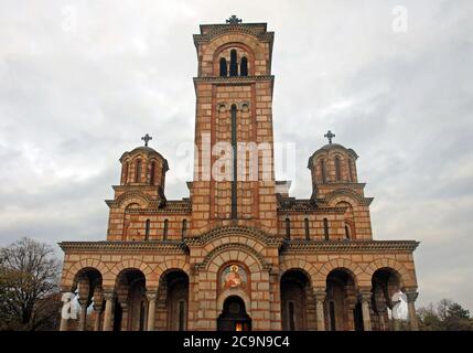 Belgrad in Serbien. Die Kirche des Heiligen Markus ist eine serbisch-orthodoxe Kirche in Belgrad. Die Markuskirche`s eine der größten Kirchen in Serbien Stockfoto